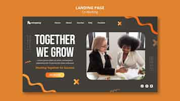 PSD gratuit modèle de page de destination de coworking créatif