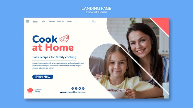 PSD gratuit modèle de page de destination de cuisiner à la maison