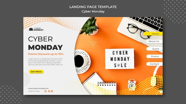 PSD gratuit modèle de page de destination cyber monday