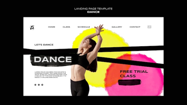 PSD gratuit modèle de page de destination de danse design plat