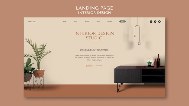 Modèle De Page De Destination De Design D'intérieur