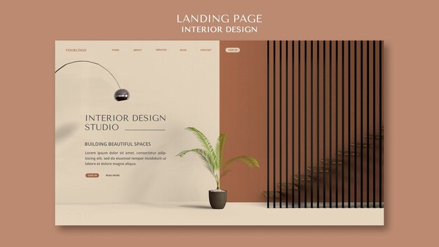 Modèle de page de destination de design d'intérieur