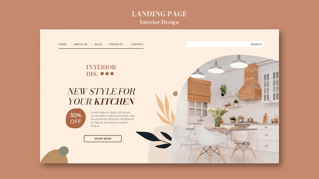 PSD gratuit modèle de page de destination de design d'intérieur