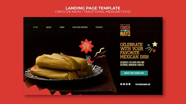 Modèle De Page De Destination Design Plat Cinco De Mayo