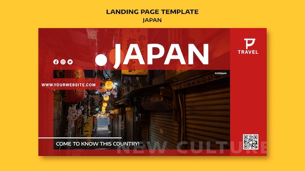 Modèle De Page De Destination Design Plat Japon PSD Premium