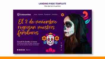 PSD gratuit modèle de page de destination dia de los muertos