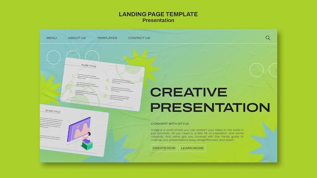 PSD gratuit modèle de page de destination des diapositives de présentation