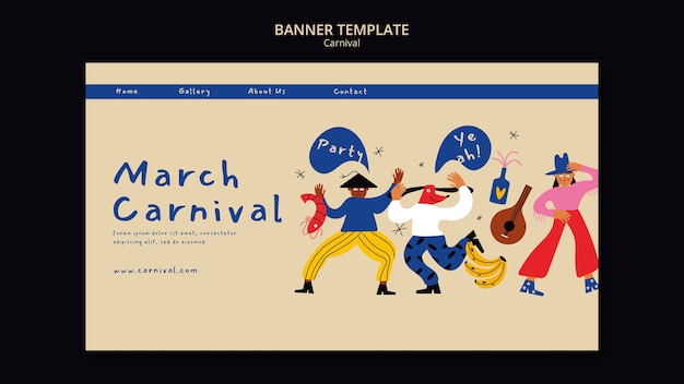 PSD gratuit modèle de page de destination de divertissement de carnaval