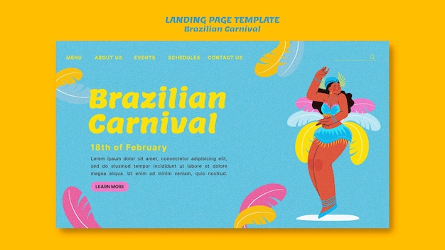 PSD gratuit modèle de page de destination de divertissement de carnaval