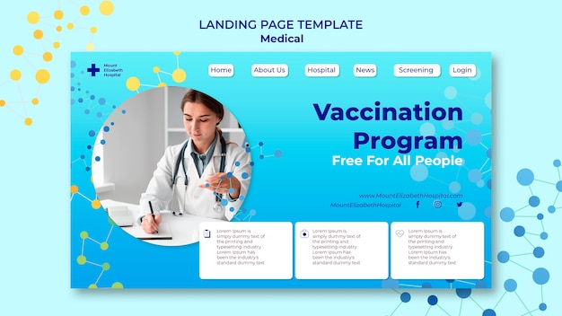 PSD gratuit modèle de page de destination du centre médical