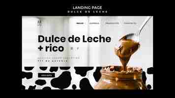 PSD gratuit modèle de page de destination du concept dulce de leche