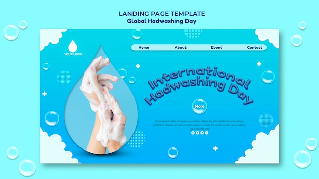 Modèle de page de destination du concept de la journée mondiale du lavage des mains