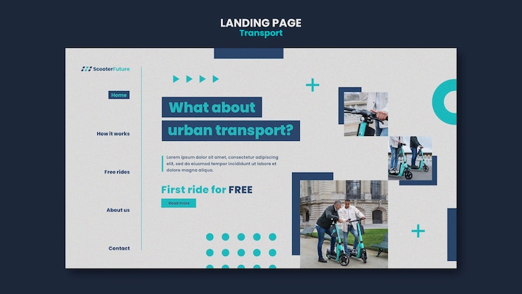 PSD gratuit modèle de page de destination du concept de transport