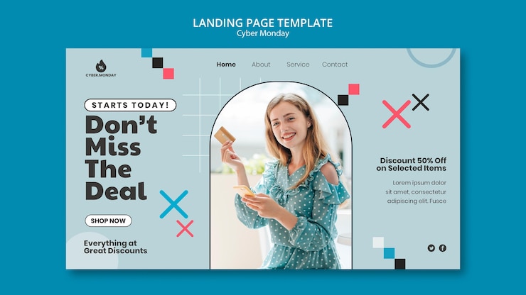 PSD gratuit modèle de page de destination du cyber lundi