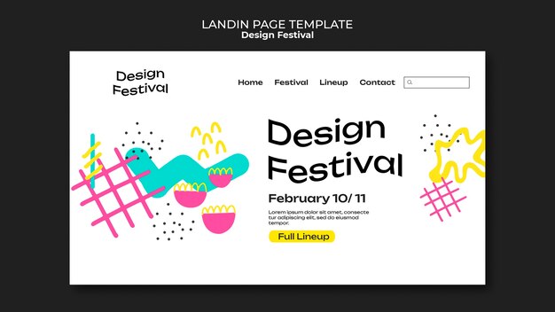 Modèle de page de destination du festival de conception