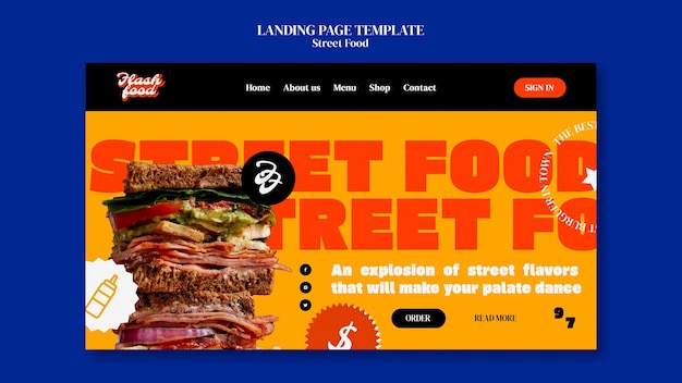 PSD gratuit modèle de page de destination du festival de la cuisine de rue