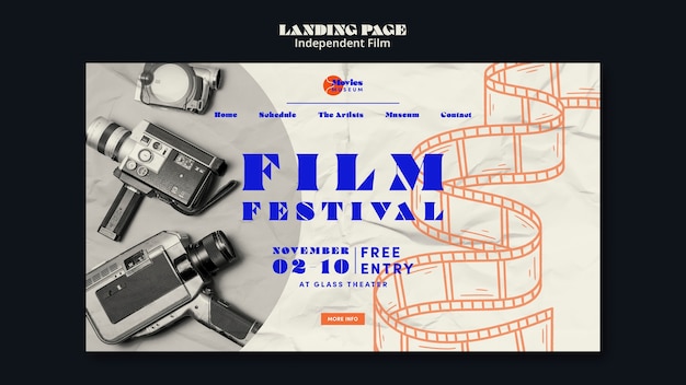 PSD gratuit modèle de page de destination du festival du film indépendant