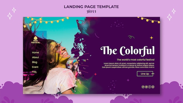 Modèle de page de destination du festival holi