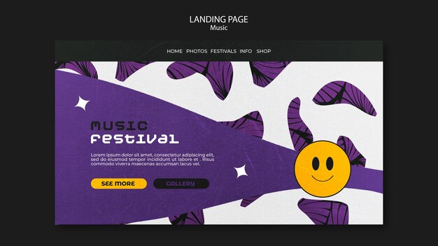 Modèle de page de destination du festival de musique