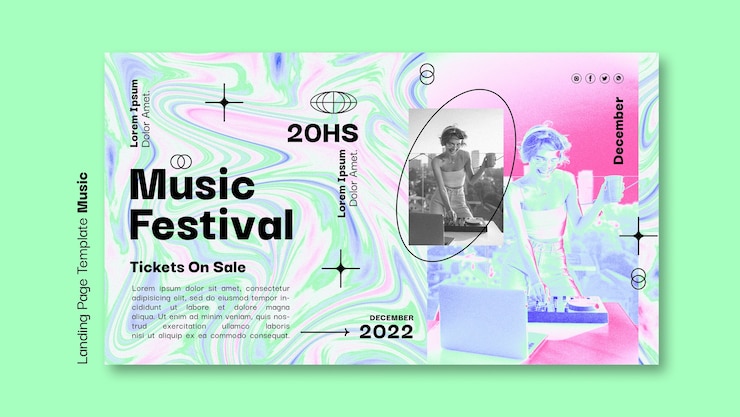 PSD gratuit modèle de page de destination du festival de musique