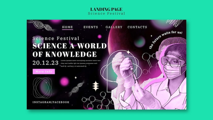 PSD gratuit modèle de page de destination du festival scientifique