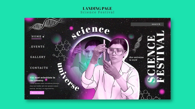 Modèle de page de destination du festival scientifique