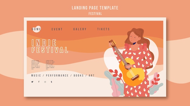 PSD gratuit modèle de page de destination du festival