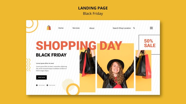 Modèle de page de destination du jour du shopping