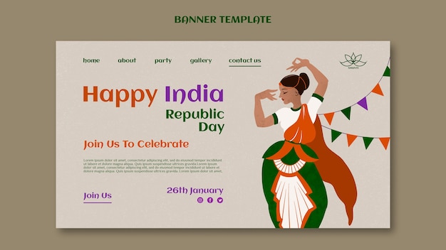 PSD gratuit modèle de page de destination du jour de la république de l'inde