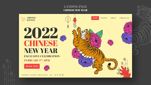 PSD gratuit modèle de page de destination du nouvel an chinois