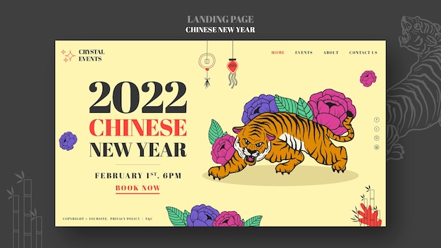 PSD gratuit modèle de page de destination du nouvel an chinois