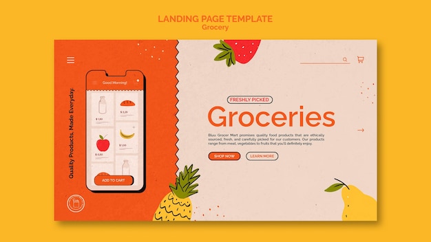 Modèle de page de destination du service de livraison d'épicerie