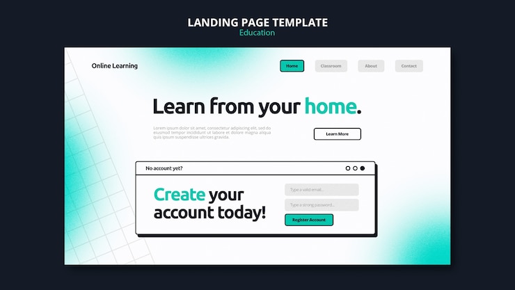 PSD gratuit modèle de page de destination de l'école en ligne