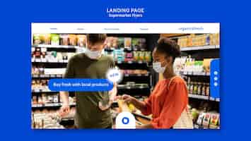 PSD gratuit modèle de page de destination d'entreprise de supermarché