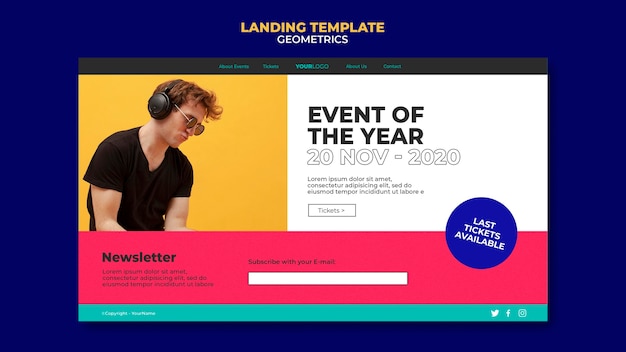 PSD gratuit modèle de page de destination de l'événement de l'année