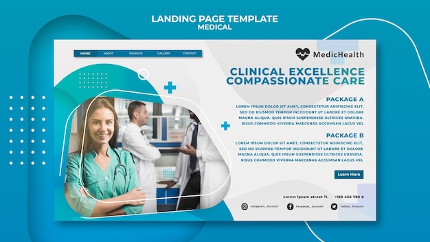 Modèle de page de destination d'excellence clinique