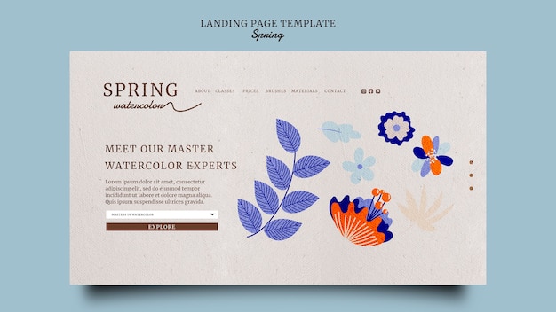 Modèle de page de destination des experts en aquarelle