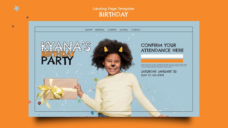 PSD gratuit modèle de page de destination de fête d'anniversaire