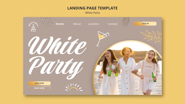 PSD gratuit modèle de page de destination de la fête blanche