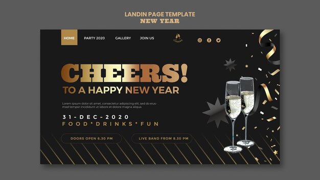Modèle de page de destination de fête de bonne année