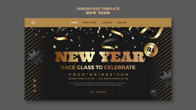 Modèle de page de destination de fête de bonne année