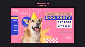 PSD gratuit modèle de page de destination de fête de chien design plat