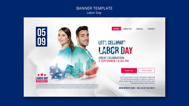 Modèle de page de destination de la fête du travail