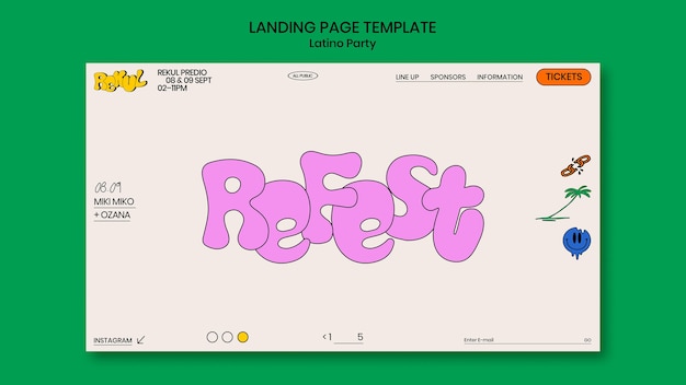 PSD gratuit modèle de page de destination de fête latino