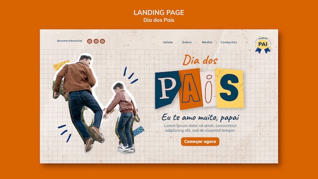 PSD gratuit modèle de page de destination de la fête des pères heureux