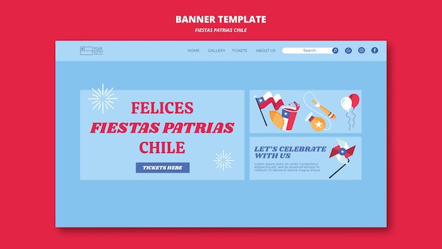 PSD gratuit modèle de page de destination fiestas patrias chili