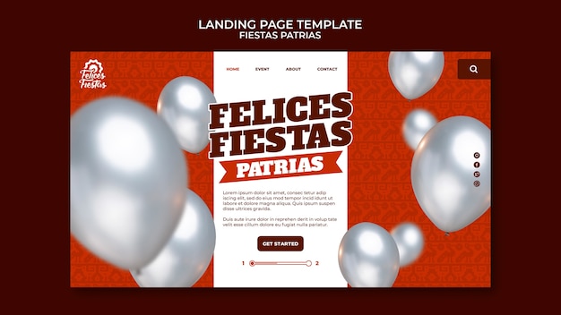 PSD gratuit modèle de page de destination fiestas patrias avec conception de ballons