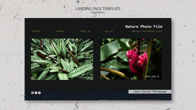 PSD gratuit modèle de page de destination de film photo nature