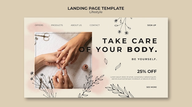 Modèle de page de destination florale pour centre de beauté
