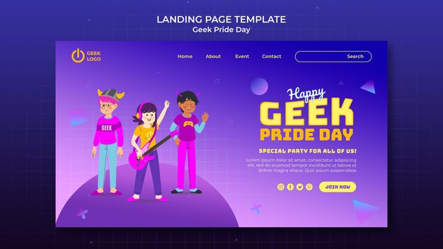 Modèle De Page De Destination Geek Pride Day Avec